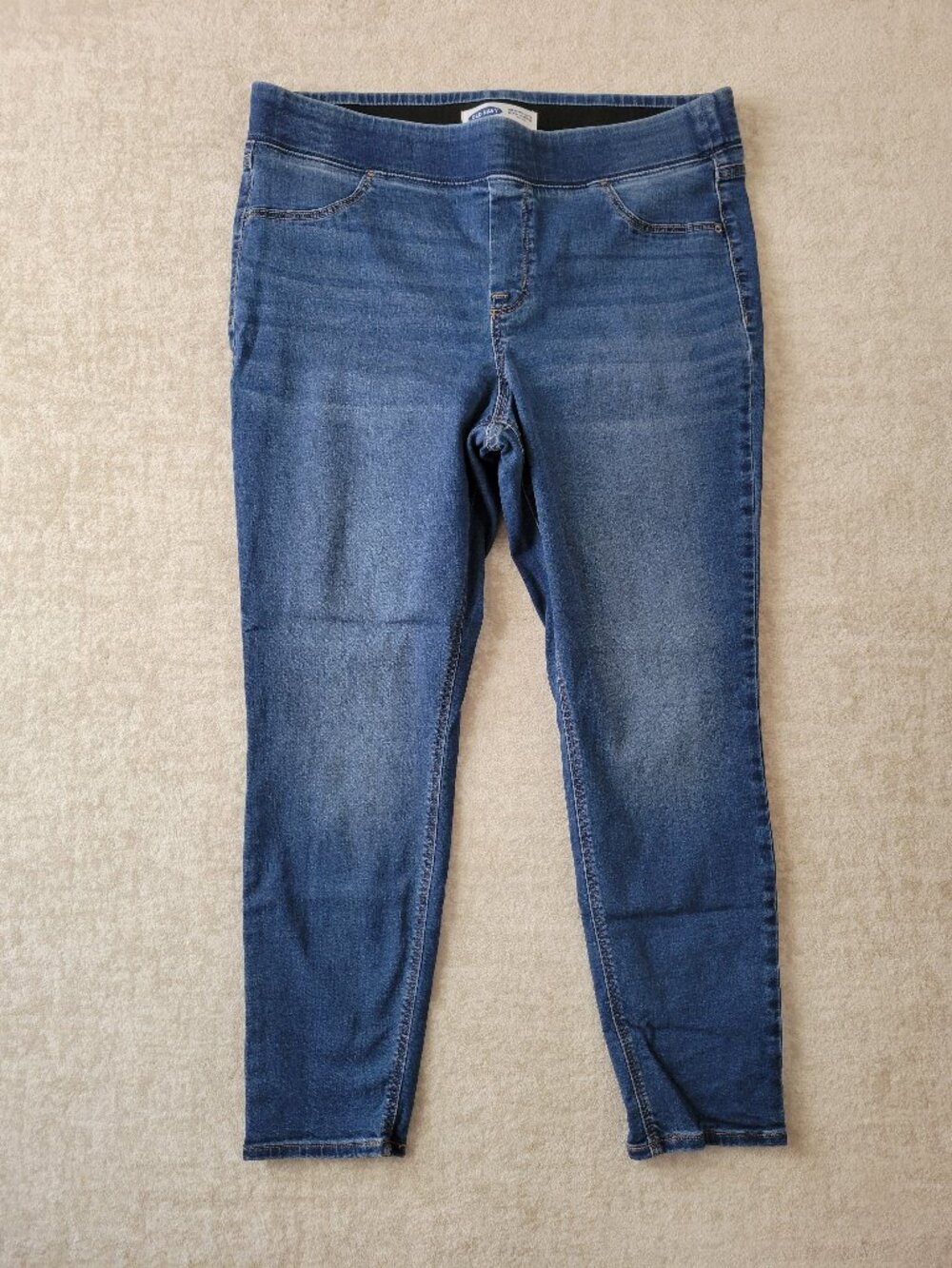 Old Navy Mid Rise Rockstar Super Skinny Jeggings 16 Short Blue Pull On Jeans